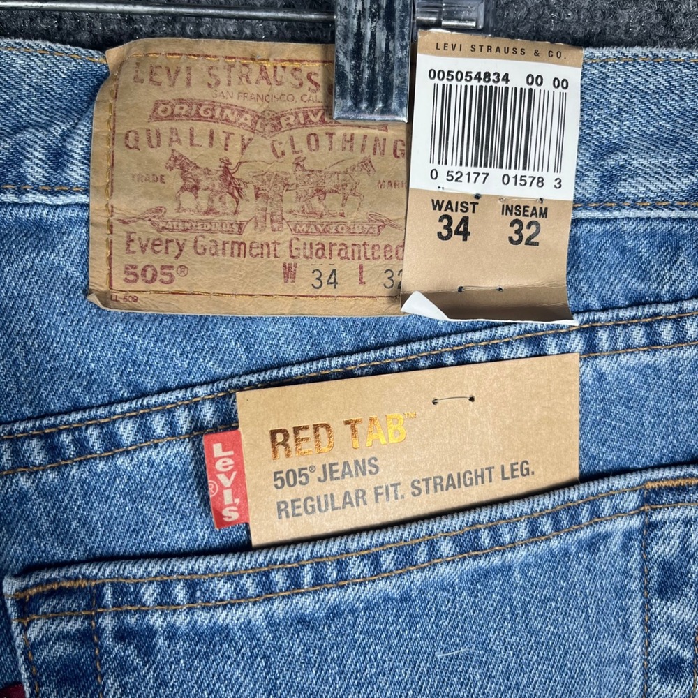 Vintage Levis 505 Regular Fit Jeans Mens 34 Light Wash Blue Straight Leg USA - Picture 4 of 8